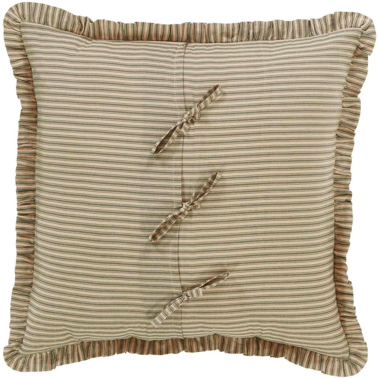 Prairie Winds Green Ticking Stripe Euro Sham 26x26 VHC Brands - The Fox Decor