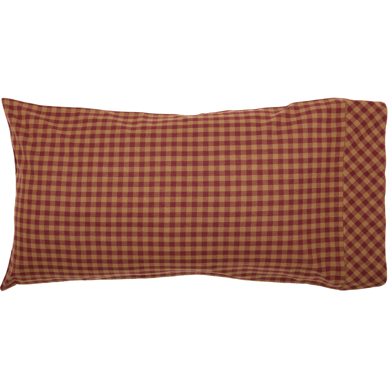 Burgundy Check King Pillow Case Set of 2 21x40 VHC Brands