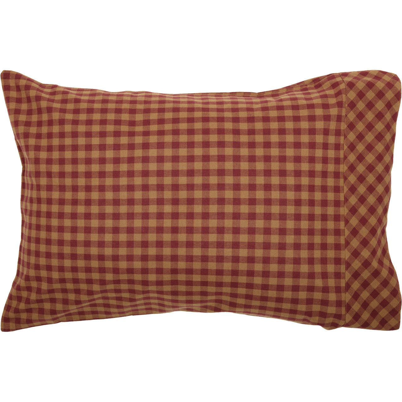 Burgundy Check Standard Pillow Case Set of 2 21x30 VHC Brands