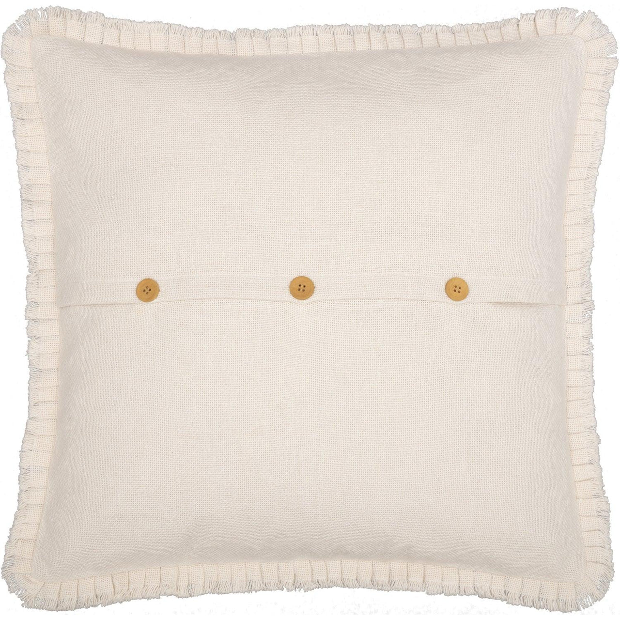 Burlap Antique White Fabric Euro Sham w/ Fringed Ruffle 26x26 VHC Brands - The Fox Decor