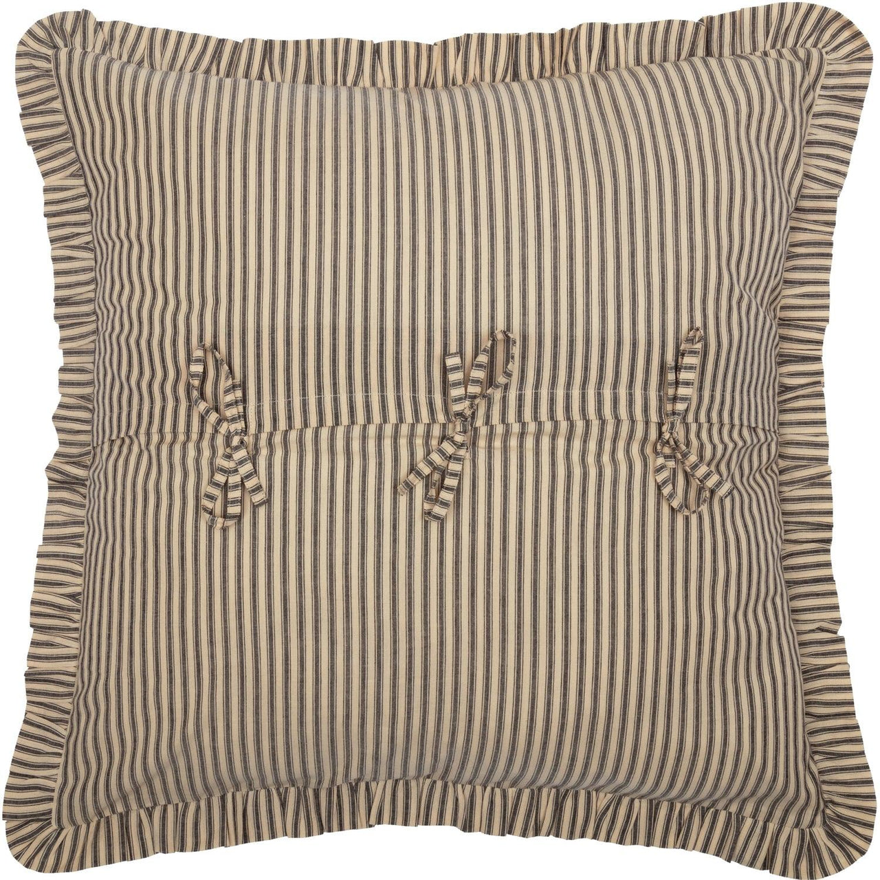 Sawyer Mill Charcoal Ticking Stripe Fabric Euro Sham 26x26 VHC Brands - The Fox Decor