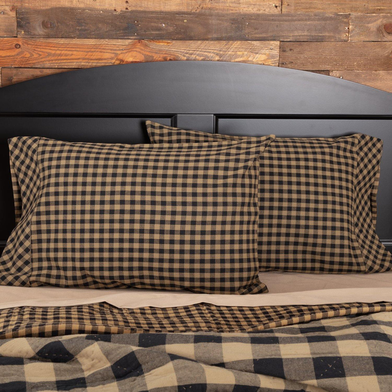 Black Check Standard Pillow Case Set of 2 21x30 VHC Brands - The Fox Decor