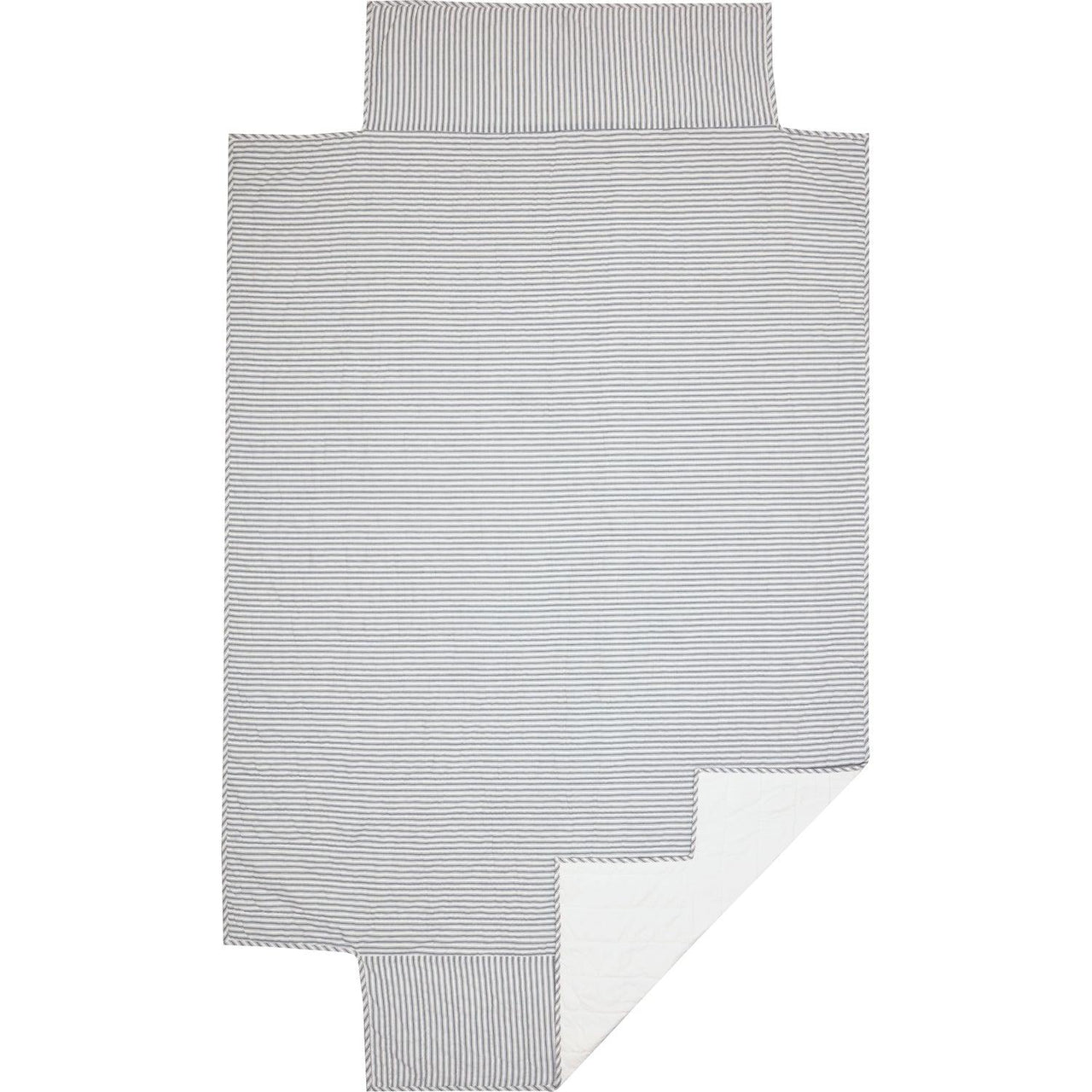 Sawyer Mill Blue Ticking Stripe 5pc Daybed Quilt Set (1 Quilt, 1 Bed Skirt, 3 Standard Shams) VHC Brands - The Fox Decor