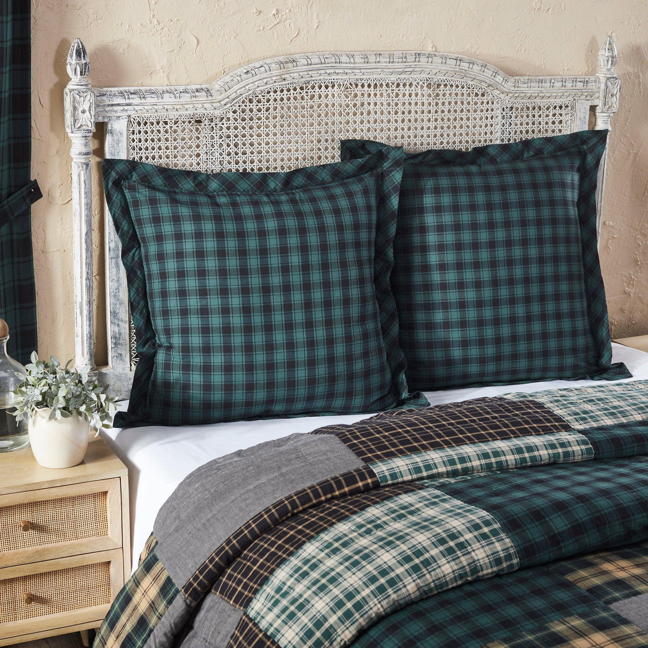 Pine Grove Fabric Euro Sham 26x26 VHC Brands - The Fox Decor
