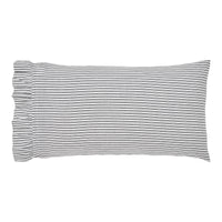 Thumbnail for Sawyer Mill Black Ruffled Ticking Stripe King Pillow Case Set of 2 21x36+4 VHC Brands