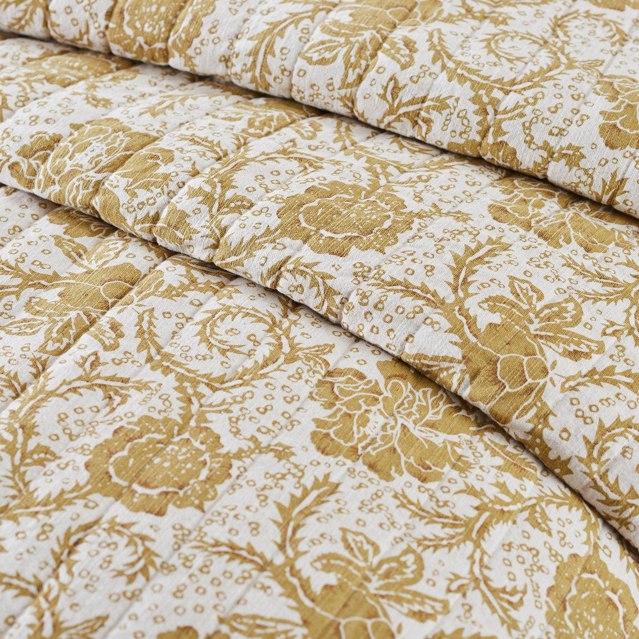 Dorset Gold Floral King Quilt 105Wx95L VHC Brands