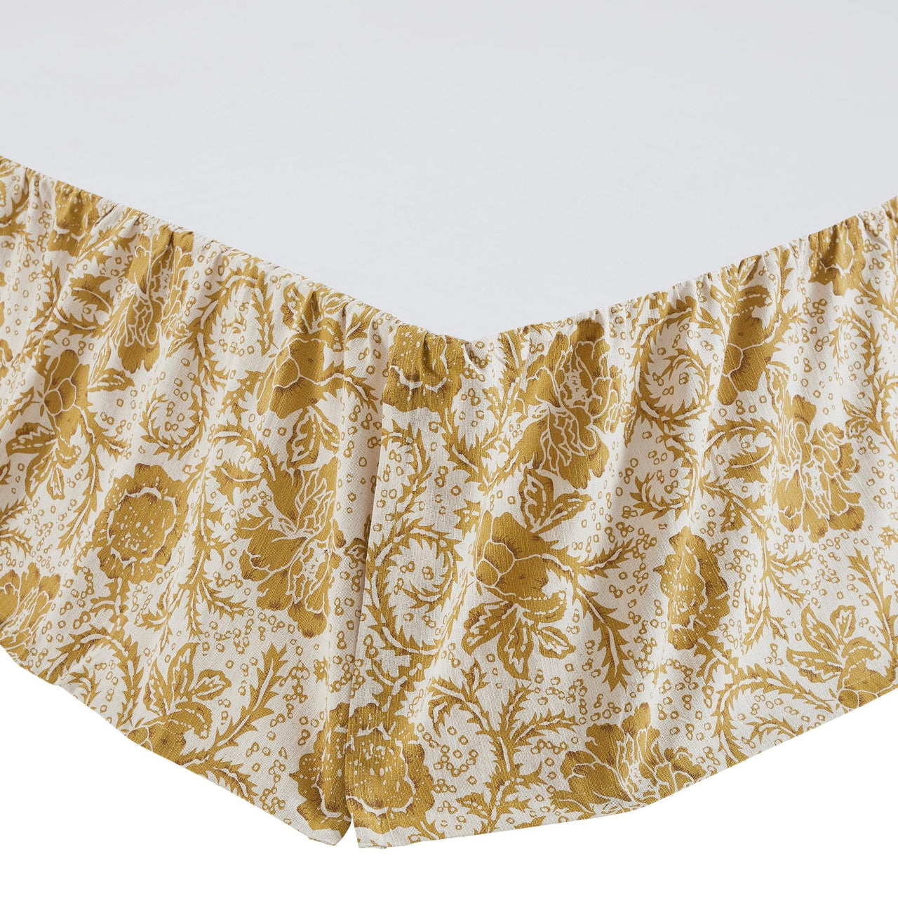 Dorset Gold Floral Queen Bed Skirt 60x80x16 VHC Brands - The Fox Decor
