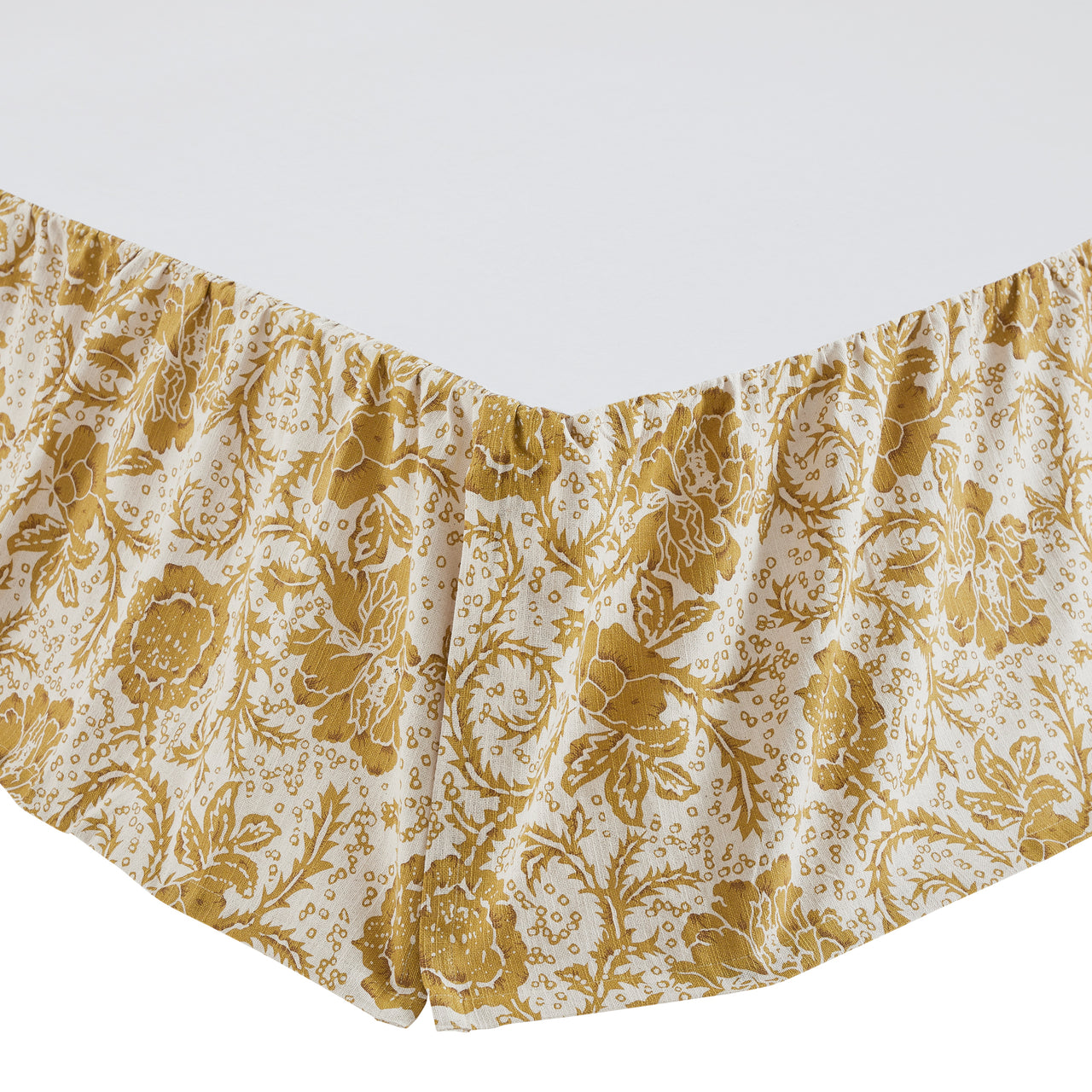 Dorset Gold Floral Queen Bed Skirt 60x80x16 VHC Brands