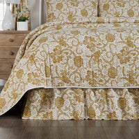 Thumbnail for Dorset Gold Floral Queen Bed Skirt 60x80x16 VHC Brands