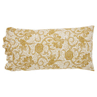 Thumbnail for Dorset Gold Floral Ruffled King Pillow Case Set of 2 21x36+4 VHC Brands