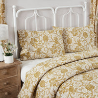 Thumbnail for Dorset Gold Floral Ruffled Standard Pillow Case Set of 2 21x26+4 VHC Brands