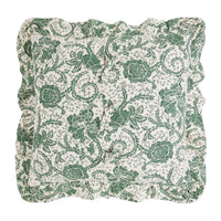 Dorset Green Floral Fabric Euro Sham 26x26 VHC Brands - The Fox Decor