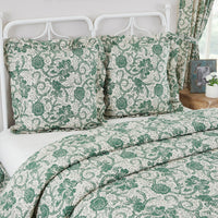 Dorset Green Floral Fabric Euro Sham 26x26 VHC Brands - The Fox Decor