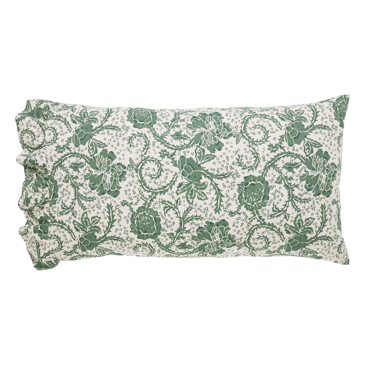Dorset Green Floral Ruffled King Pillow Case Set of 2 21x36+4 VHC Brands - The Fox Decor