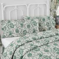 Thumbnail for Dorset Green Floral Ruffled King Pillow Case Set of 2 21x36+4 VHC Brands - The Fox Decor