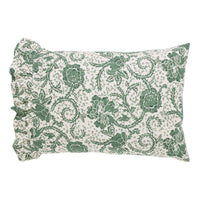 Thumbnail for Dorset Green Floral Ruffled Standard Pillow Case Set of 2 21x26+4 VHC Brands