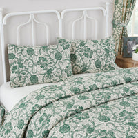 Thumbnail for Dorset Green Floral Ruffled Standard Pillow Case Set of 2 21x26+4 VHC Brands - The Fox Decor