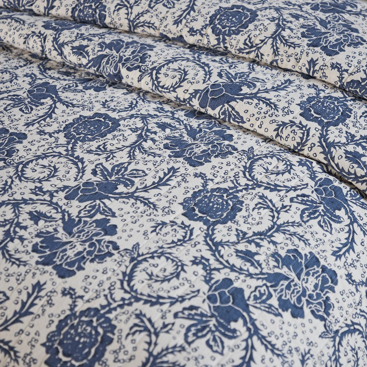 Dorset Navy Floral Luxury King Quilt 120WX105L VHC Brands - The Fox Decor