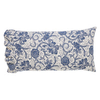 Thumbnail for Dorset Navy Floral Ruffled King Pillow Case Set of 2 21x36+4 VHC Brands
