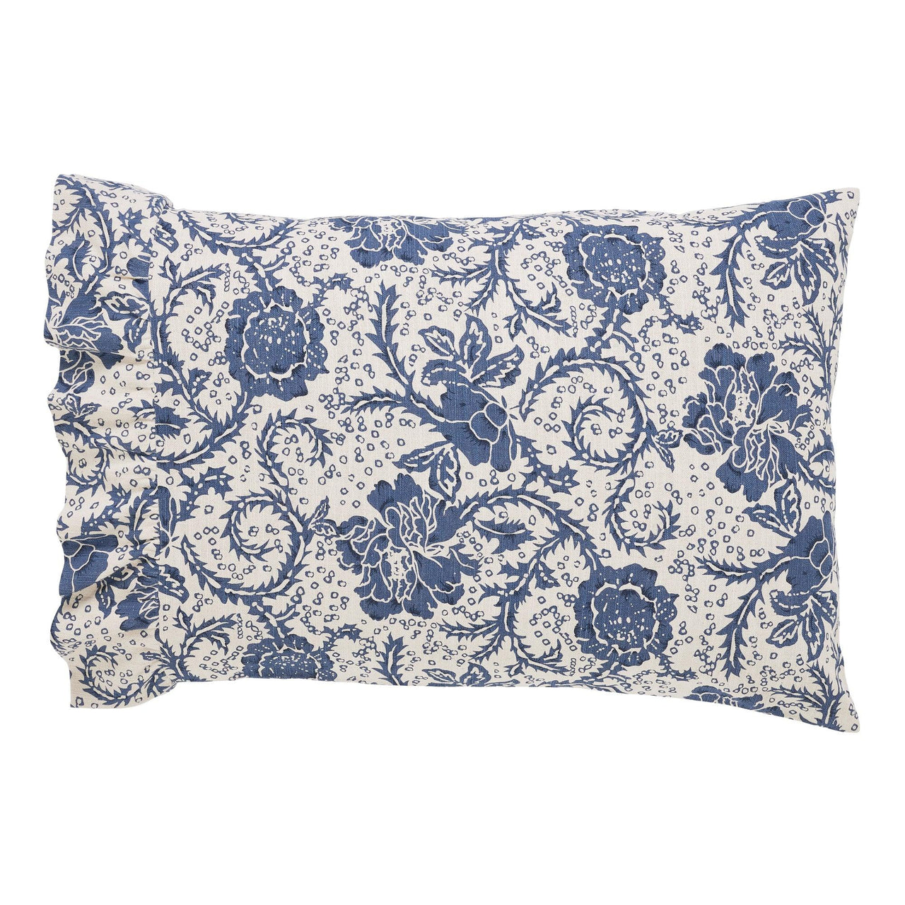 Dorset Navy Floral Ruffled Standard Pillow Case Set of 2 21x26+4 VHC Brands - The Fox Decor