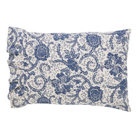 Thumbnail for Dorset Navy Floral Ruffled Standard Pillow Case Set of 2 21x26+4 VHC Brands