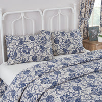 Thumbnail for Dorset Navy Floral Ruffled Standard Pillow Case Set of 2 21x26+4 VHC Brands