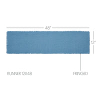 Burlap Blue Table Runner Fringed 12