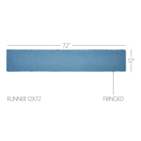 Burlap Blue Table Runner Fringed 12