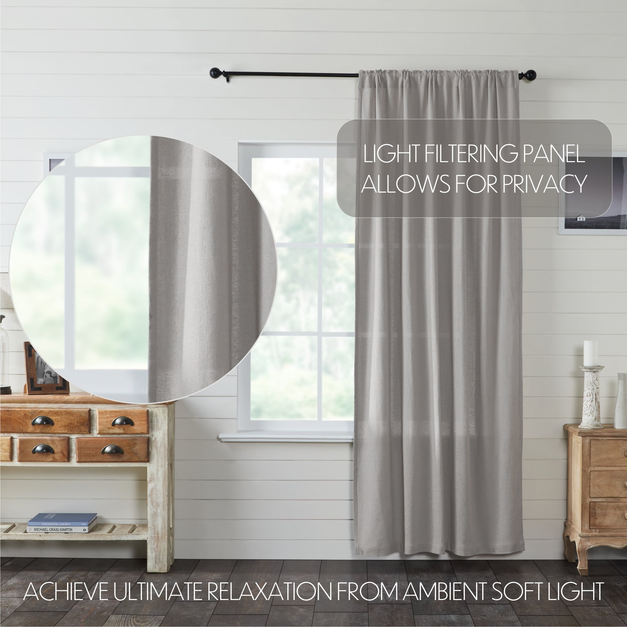 Burlap Dove Grey Panel Curtain 96