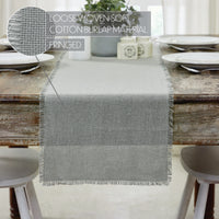 Burlap Dove Grey Table Runner Fringed 12