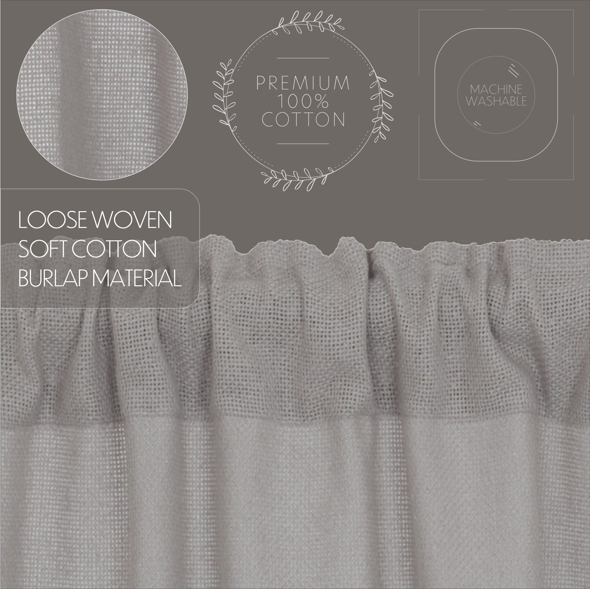 Burlap Dove Grey Panel Curtain 96