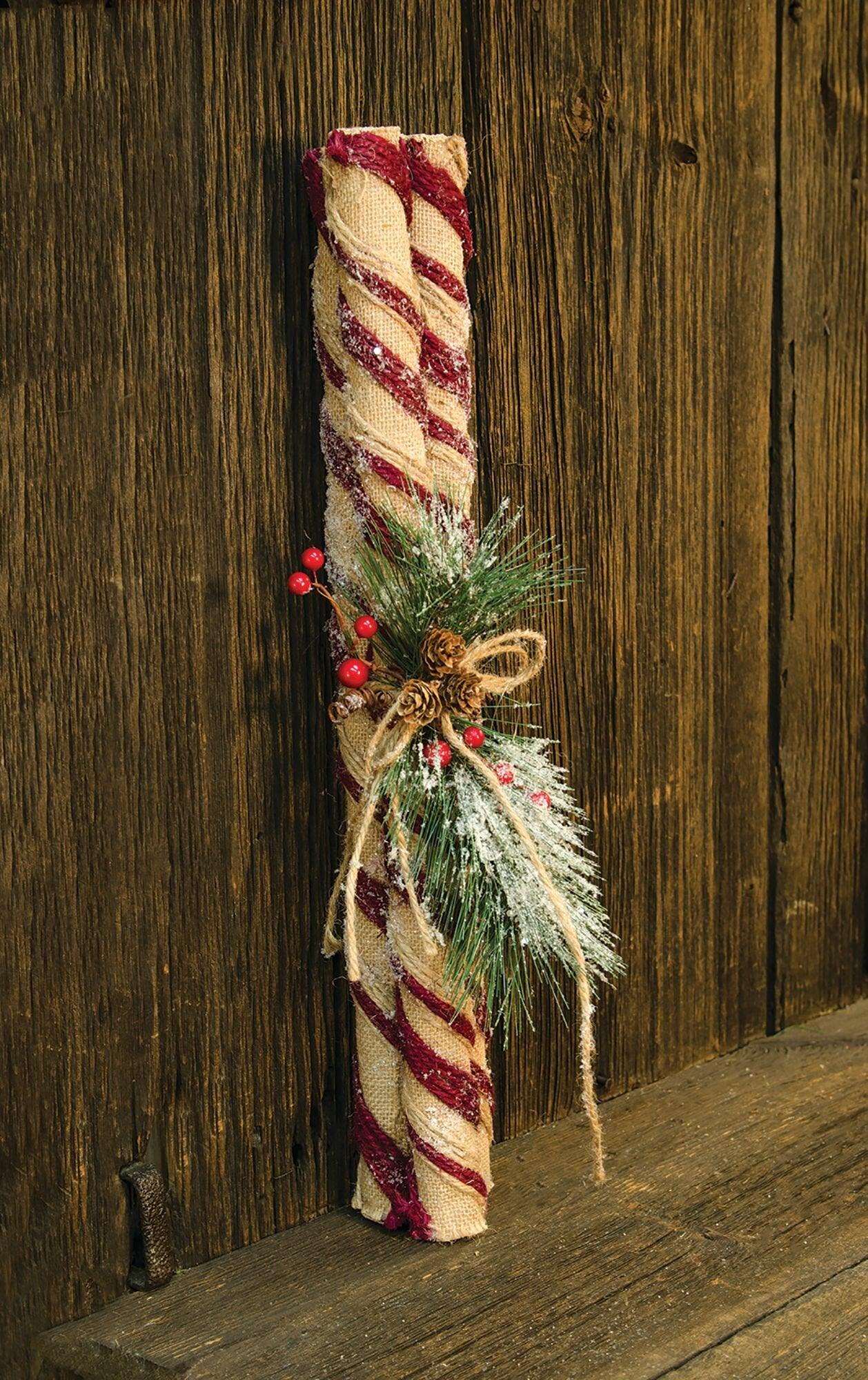 Burlap Peppermint Sticks