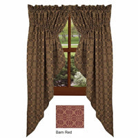 Thumbnail for Barn Red Tan Marshfield Jacquard Gathered Swag Lined C6106017 - The Fox Decor