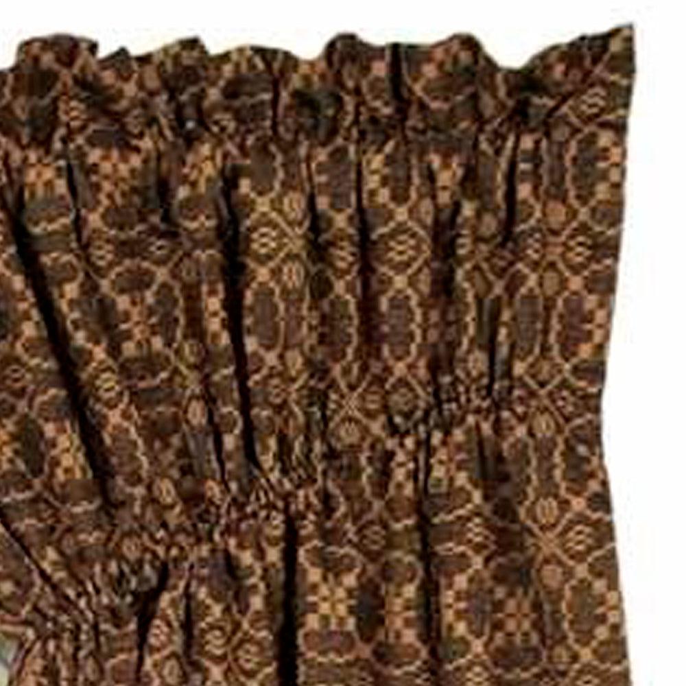 Barn Red Tan Marshfield Jacquard Gathered Swag Lined C6106017 - The Fox Decor