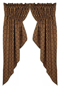 Thumbnail for Barn Red Tan Marshfield Jacquard Gathered Swag Lined C6106017 - The Fox Decor