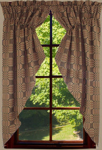 Thumbnail for Trenton Jacquard Nutmeg Black Red Gathered Swag C6243025 - The Fox Decor