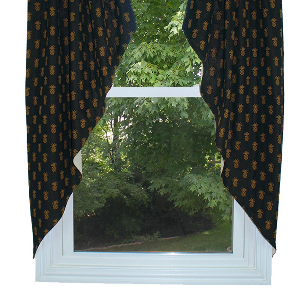 Pineapple Town - Black Gathered Swag C6660011 - The Fox Decor