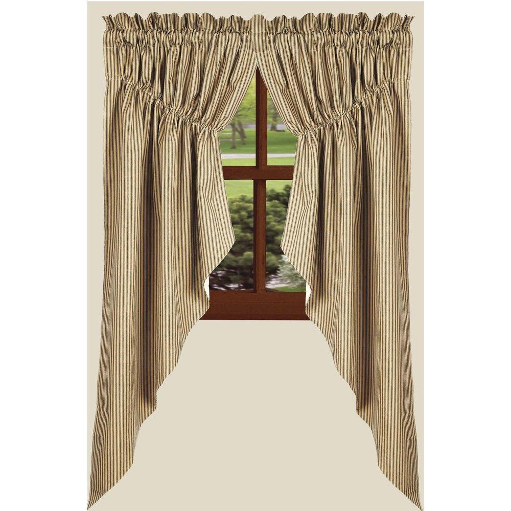 Black Nutmeg York Ticking Gathered Swag Lined C6880011 - The Fox Decor