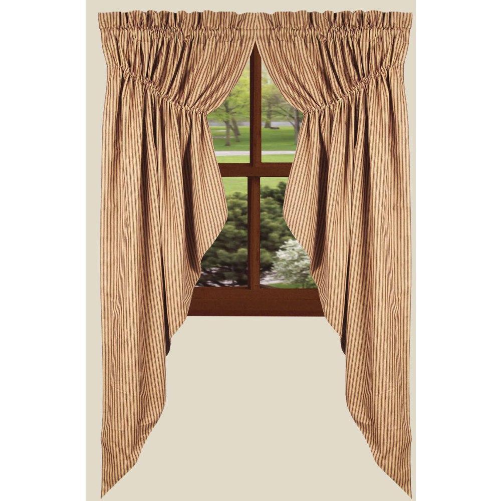Barn Red Nutmeg York Ticking Gathered Swag Lined C6880017 - The Fox Decor