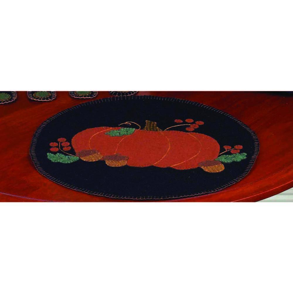 Pumpkin & Acorns Black Candle Mat Set Of Two CMAR0060 - The Fox Decor
