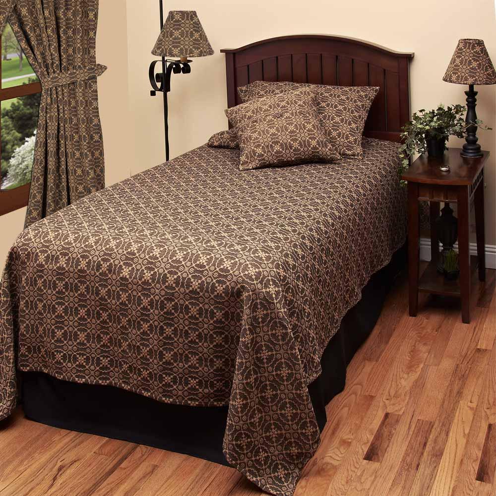 Black Tan Marshfield Jacquard Bed Cover Queen CQ106011 - The Fox Decor