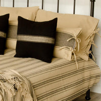 Grain Sack Stripe Oat Black Queen Bed Cover CQ164011 - The Fox Decor