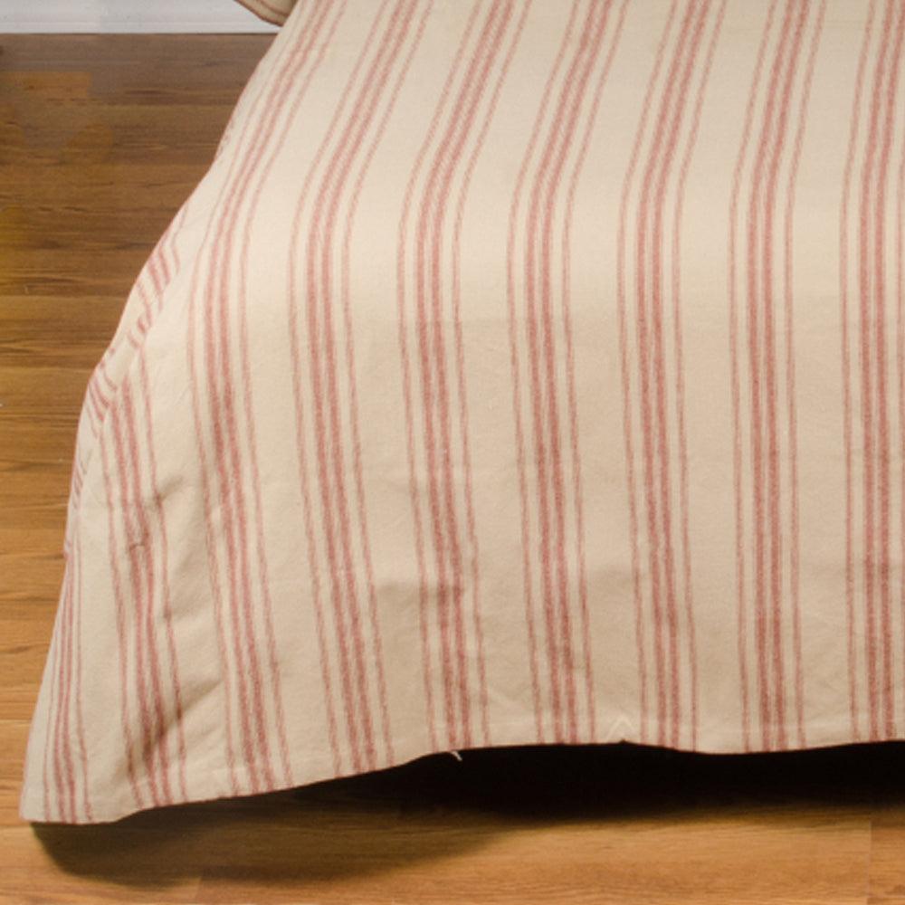 Oat Barn Red Grain Sack Stripe Bed Cover Queen CQ164017 - The Fox Decor