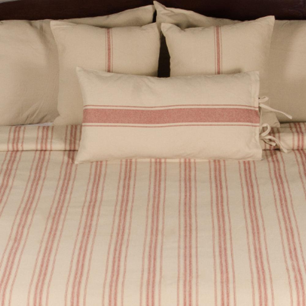 Oat Barn Red Grain Sack Stripe Bed Cover Queen CQ164017 - The Fox Decor