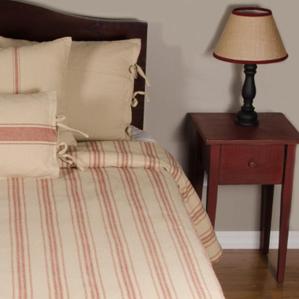 Oat Barn Red Grain Sack Stripe Bed Cover Queen CQ164017 - The Fox Decor