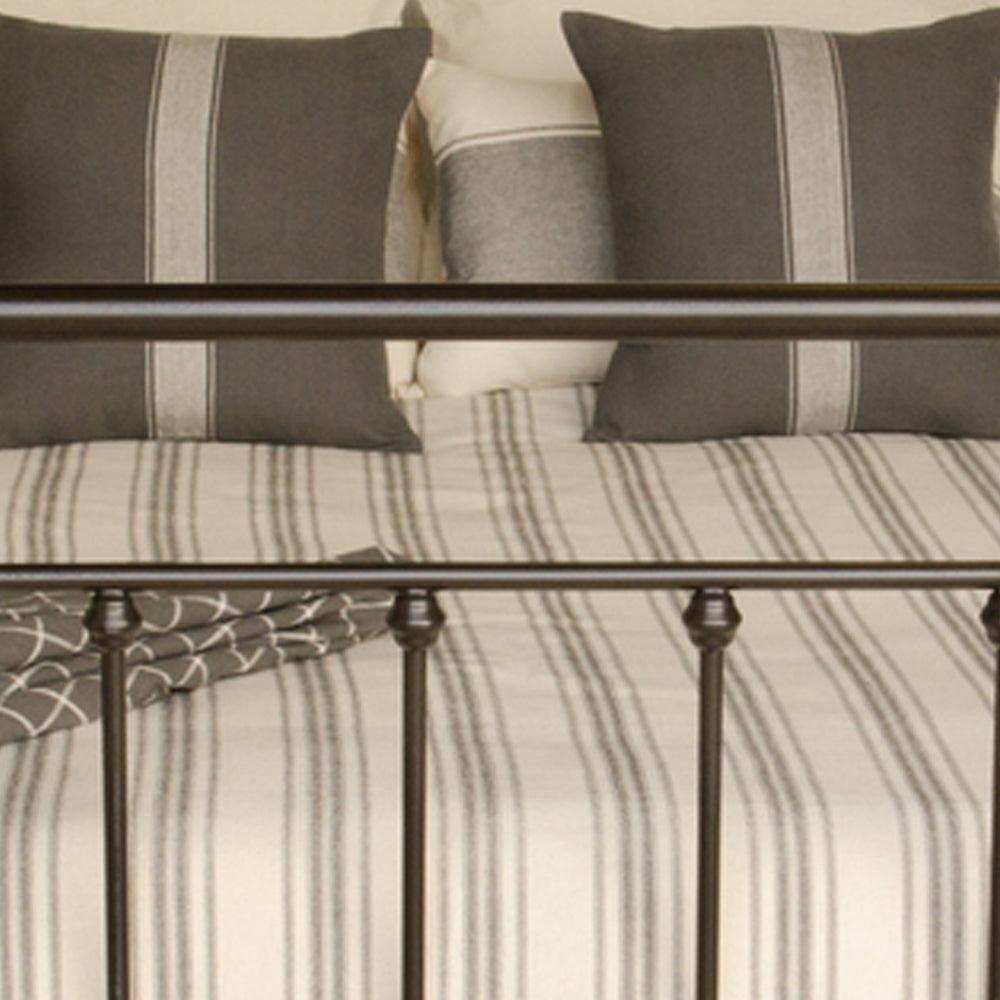Grain Sack Stripe Cream Pewter Queen Bed Cover CQ165065 - The Fox Decor