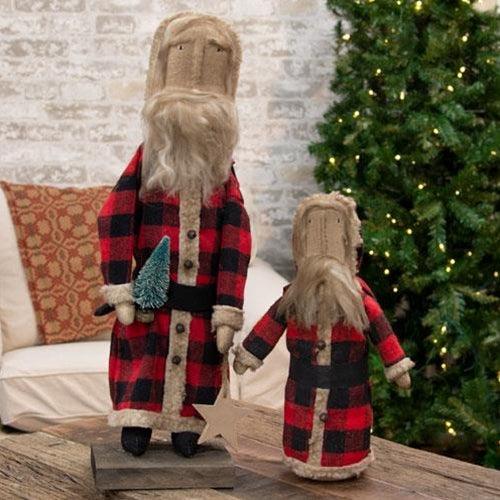 Buffalo Check Santa on Base - The Fox Decor