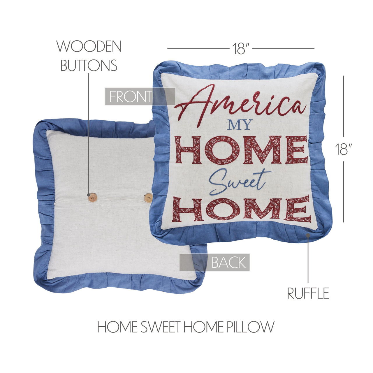 Celebration Home Sweet Home Pillow 18x18 VHC Brands - The Fox Decor