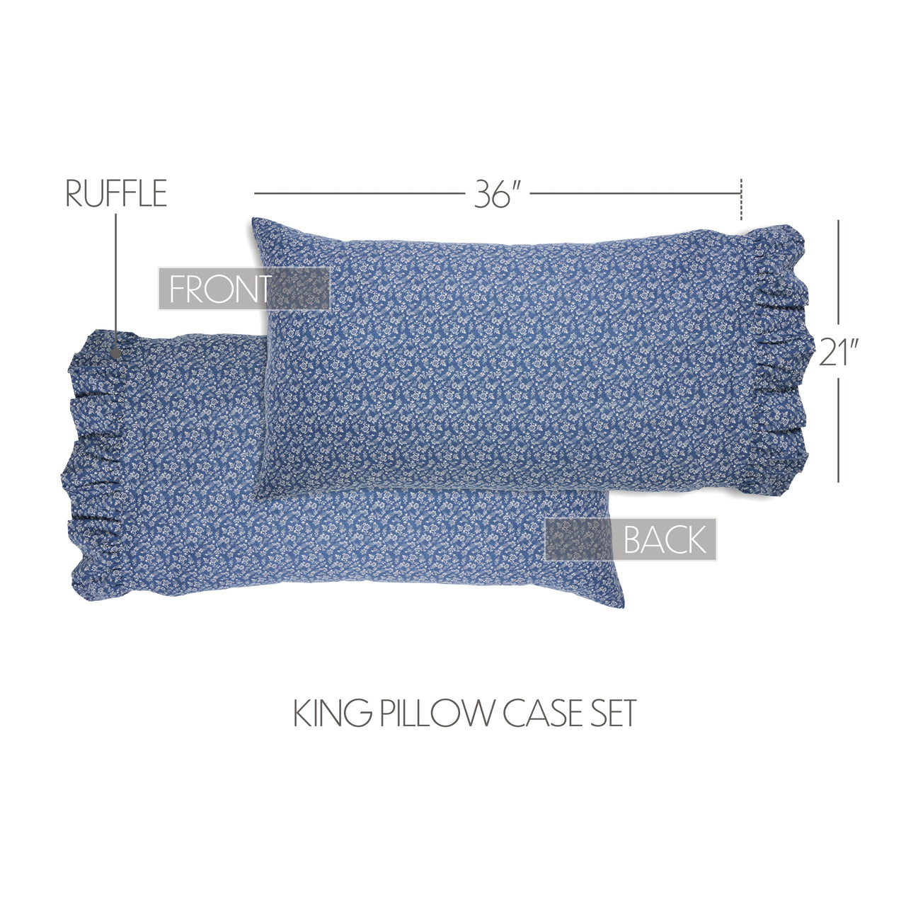 Celebration Ruffled King Pillow Case Set of 2 21x36+4 VHC Brands
