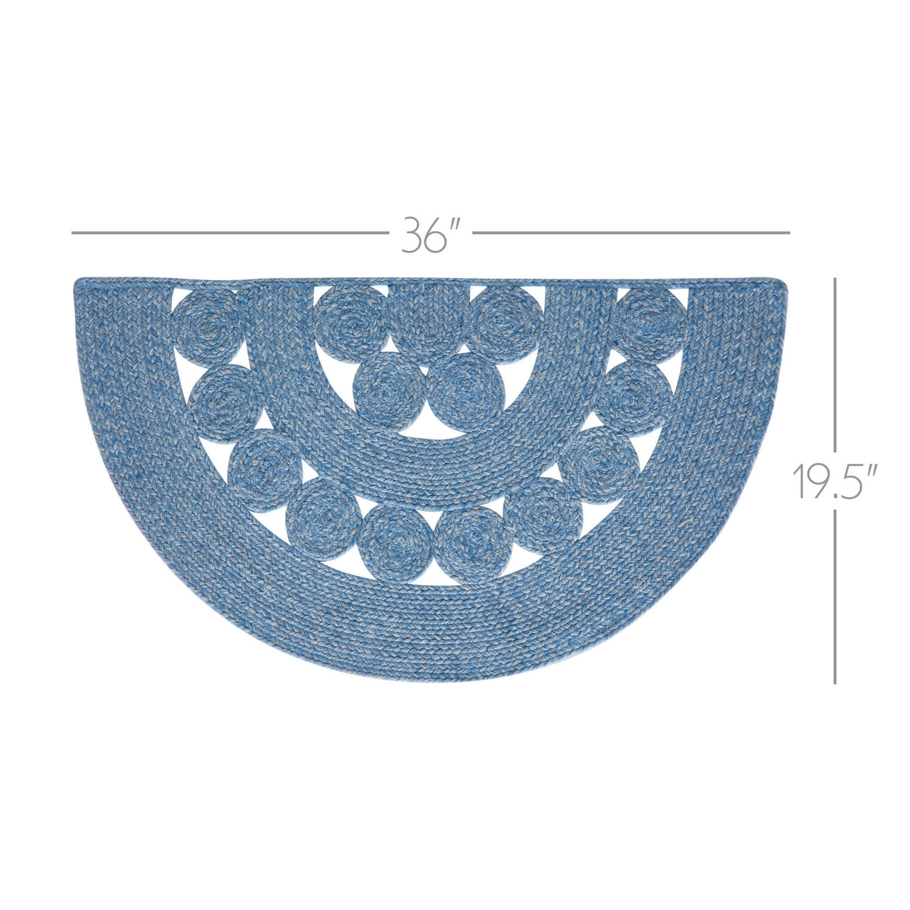 Celeste Blended Blue Indoor/Outdoor Half Circle Braided Rug 19.5"x36" VHC Brands